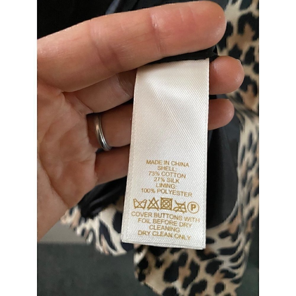 kate spade leopard print top coat Sz 2 animal cotton silk day disco franny - Picture 6 of 17